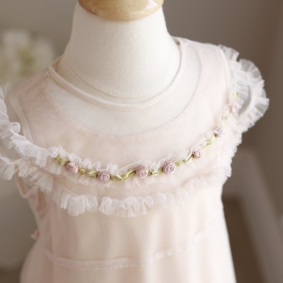 SPECIAL Dainty Vintage Style Boutique Toddler Dress Overlay Size 2 BEAUTIFUL NWT - Picture 2 of 7